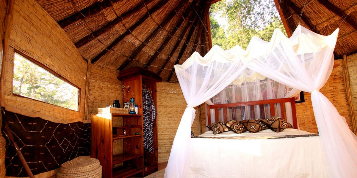 Bedroom at Mwamba Bush Camp, South Luangwa National Park, Zambia