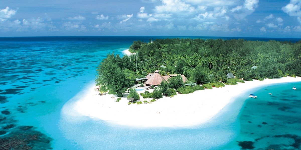 Aerial shot of the lodge setting at Denis Island Lodge, Denis Island, Seychelles